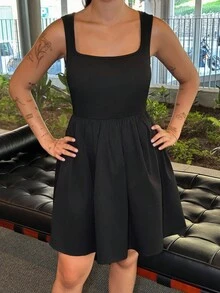 Lucia Bellido Women's Square Neck Sleeveless Dress - Black - View 3