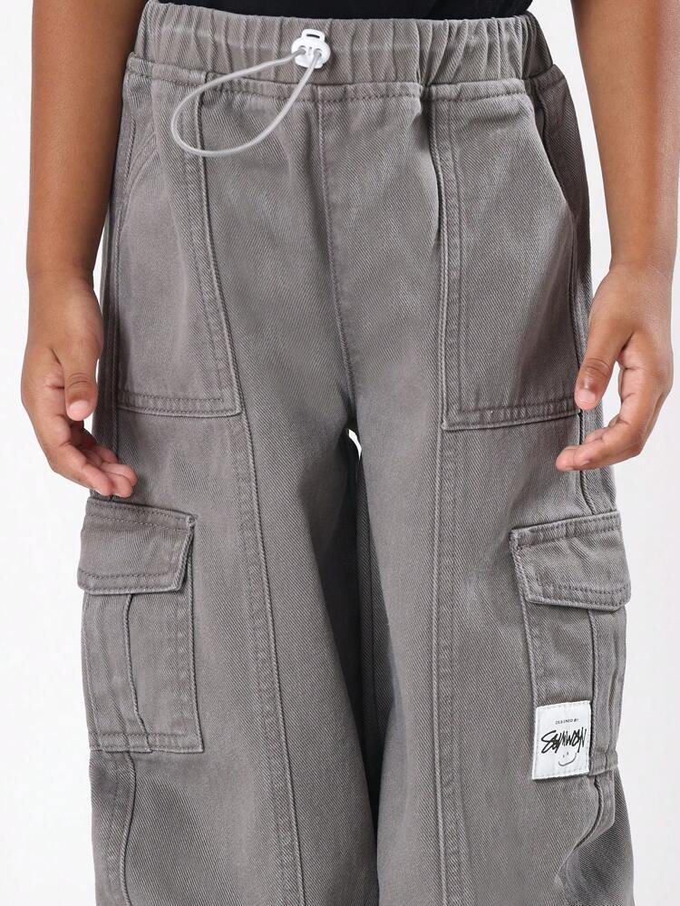Washed Cotton Cargo Jogger Pants With Utility Pockets