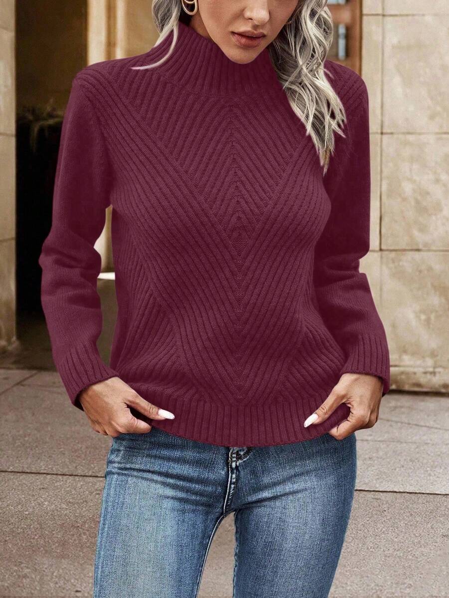 EMERY ROSE Women Solid Color Crew Neck Long Sleeve Minimalist Sweater, Casual Everyday Wear,Long Sleeve Tops Knit Pullover Fall Winter Outfit