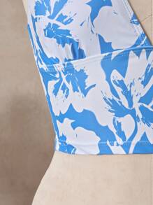 SHEIN Swim Conjunto de tankini con estampado floral Traje de baño de 2 piezas con parte superior halter y parte inferior de talle alto