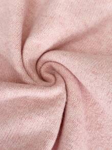 Elaquor Áo len cardigan dáng rộng màu hồng thanh lịch tối giản kiểu Pháp cỡ lớn dành cho nữ vào mùa thu/đông - Hồng - Xem 3