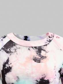 SHEIN 青少年女孩合身休闲简约舒适圆领长袖镂空后背上衣和裤子运动套装 - 彩色 - 查看 3