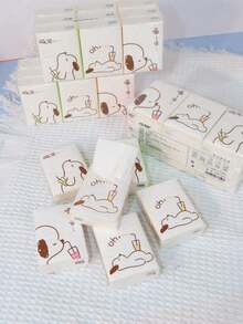 SHEIN 1包/9包白色餐巾纸手帕纸迷你小包纸巾便携可爱洗脸巾手帕纸学生小口袋纸巾 - 棕色 - 查看 6