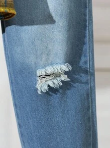 SHEIN 3件套春秋新款时尚男童套装：纯色斗篷+格子领长袖衬衫+水洗牛仔长裤 - 黃色 - 查看 7