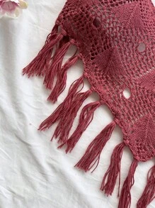 Soleia 2 件波西米亚风流苏露背上衣 + 低腰流苏裙套装，适合派对、约会、情人节、复活节、狂欢节、下午茶、海滩、游轮、城市度假、秋冬 - 棕色 - 查看 6