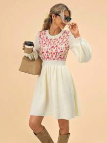 Travachic Fall/Winter Women's Outings Holiday Date Pullover Dress, Fall/Winter Women's Coarse Plaid Patched Waist A-Line Sleeveless Round Neck Casual Vacation Knit Dress, Holiday Beach Dress, School Outfit, Very Simple Attire, Women's Country Attire, Office Attire, Old Money Attire, Teacher Attire, Date Attire, Graduation Season, Fall Women's Knit Dress, Pullover Dress