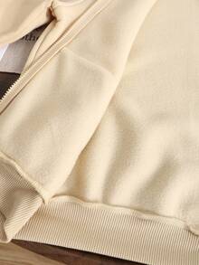 SHEIN Bộ 2 áo nỉ trùm đầu dệt kim tối giản thoải mái cho bé gái tuổi mới lớn, thích hợp mặc khi đi chơi, đi học, mặc hàng ngày, mùa thu/đông - Màu be - Xem 6