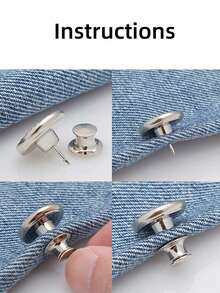 6 Piezas/12 Piezas Juego de Botones de Repuesto para Jeans de 17mm Sin Costura, Kit de Reparación de Botones de Metal Desmontables para Jeans, Combo para San Valentín, Boda, Cumpleaños, Botones, Costura, Suministros de Costura, Accesorios de Costura, Suministros para Manualidades, DIY, Manualidades para Adultos - Plateado - Ver 4