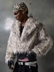 NEON BLANC 男士短款仿毛领外套，秋冬款，情侣装 - 米色 - 查看 4