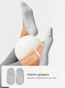 GLOWMODE 3 Pairs Yoga & Pilates Non-Slip Grip Socks With Seamless Toe Construction Yoga Daily - Dusty Purple - View 3