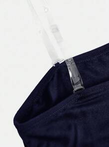 Tween Girl Casual Streetwear Summer Outfit Split Thigh Black Tube Snug Fit Dress, Matching Family Set Strapless Dress Teen Girls Tube Top Dress Navy Blue Dress Tween Girl Midi Dress Girls Midi Dress - Navy Blue - View 3