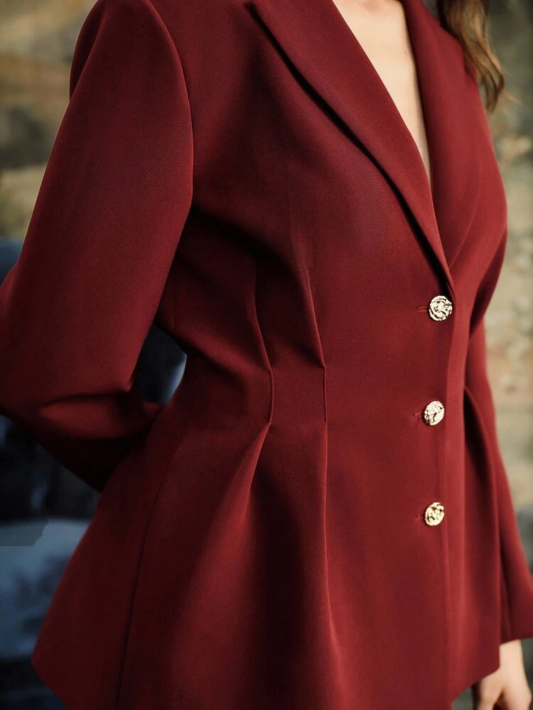 Urban Chic Elegant Lapel Long Sleeve Silhouette Women's Blazer