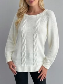 EURMUSE Casual Versatile Solid Color Round Neck Raglan Sleeve Sweater,Jumper,Cream Jumper,Jumpers For Women,Jumpers,Black Jumper,Women's Jumper,White Jumper,Women's Jumper,Women's Jumpers,Winter Clothes - Apricot - View 3
