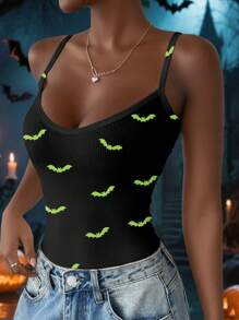 INAWLY Bộ đồ liền thân không tay dệt kim gân ôm vừa vặn dành cho nữ - Nhiều màu - Xem 5