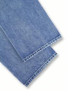 Teen Girls'2025 Autumn&Winter NEW Jeans Retro American Vintage Multi-Pocket Niche Design High Street Vibe Loose Heavyweight Washed Boyfriend Jeans, 2025 New Collection, Suitable For Daily Wear Long Everyday Wide Leg Denim Jeans For Teen Girls In Grey With Stylish Baggy Jeans Y2k 90s Kids Outfit  Casual Versatile Denim Jeans, Autumn/Winter 2025 New Arrival, Suitable For Daily Wear Collegiate Style, Street Fashion, Casual, Retro, Pop, Bohemian Style, Street Style, Basic Versatile Model,  Daily Out