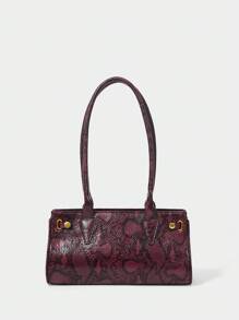 SHECARRY 女士单肩包 PU 皮革 秋冬 学校 旅行 通勤 工作 优雅 精致 绗缝包 链条包 - 紫色 - 查看 5