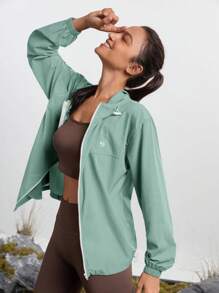 In My Nature 女士休闲户外印花连帽夹克 - 青檸色 - 查看 6