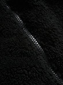 PAVTROS Manfinity Streetrush Men's Casual Embroidered Fleece Jacket, Autumn/Winter, Y2k Jacket, Cross Jacket, Letter Man Jacket, Grunge - Black - View 5