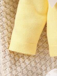 Souflis Souflis Baby Girl Collared Bow Decor Long Sleeve Top And Pants Set, Casual Resort Wear, Newborn Baby Girl Outfit Yellow, Knitted Baby Girl Clothes, Baby Girl Yellow Sweater Outfit, Lemon Yellow Baby Outfit, Baby Girl Going Home Outfit Winter