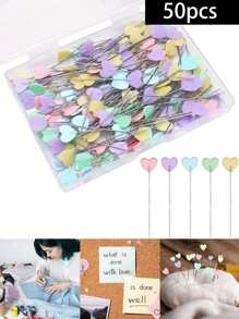 50/100 件缝纫针平头直针，随机颜色心形缝纫绣花针，DIY 缝纫用品不锈钢，彩色珍珠头棒针长 2.16 英寸缝纫针，适用于裁缝，多色直针直缝纫针工艺定位针固定缝纫标记针，适用于裁缝、工艺品、缝纫项目和 DIY 装饰（心形） - 彩色 - 查看 13