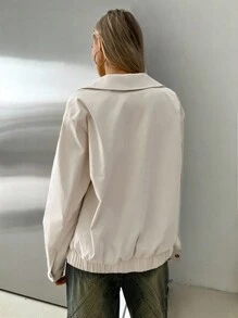 Aloruh Damen Lässig Outdoor Pendler Khaki Stehkragen Jacke, Frühling/Herbst