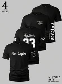 Manfinity LEGND 4 件男士休闲宽松日常百搭短袖 T 恤