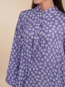 Al Najma 女士优雅碎花阿拉伯风格连衣裙 - 紫色 - 查看 2