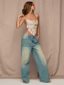 SHEIN BAE 女士春季西部路派对装，露背低胸性感露背刺绣串珠背心，适合派对、日常穿着、节日和街头活动 - 香檳色 - 查看 5