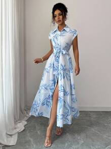 Chiquease Đầm nữ cổ sơ mi phong cách Bohemian thường ngày/đi làm/nghỉ dưỡng, xuân/hè - Nhiều màu - Xem 1