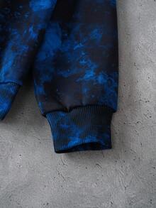 GODZILLAxKONG X SHEIN Sweat-shirt-shirt ample en tricot lâche avec col ras du cou, motif graphique de gorille tie-dye, style sportif décontracté de rue pour garçon préadolescent - Multicolore - Voir 6