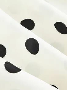 SHEIN MOD 女士优雅复古波尔卡圆点吊带中长连衣裙 - 杏色 - 查看 4