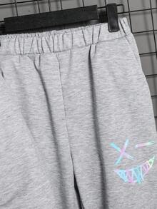 2pcs Teenage Boys' Personalized Graphic Print Hoodie Sweatshirt And Comfortable Casual Slim Fit Pants Set, Suitable For School, Daily Wear, Autumn/Winter Fall