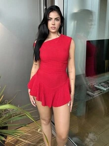 Lucia Bellido Women Two Pieces Outfits For Daily Wear - Red - View 3