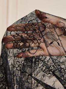 Zolique 雞心領口燈籠袖蕾絲上衣 - 黑色 - 查看 6