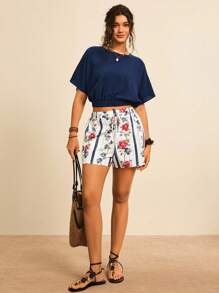 SHEIN LUNE Plus Size Set Women Two Pieces 2 Pieces Short Sets Women Women Short Sets Summer Shorts Sets For Women Floral Print Shorts Set Two Pieces Short Sets Women Floral Shorts Outfits For Women Fall Women Clothes Back To School Clothes Country Outfits Women Stockholm Style Going Out Tops Women Fall Women Clothes Autumn Clothes Homecoming Tulum Teacher Outfits For Women Back To School Clothes Going Out Outfits - Multicolor - View 4