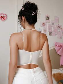 Spicy Aura 1pc Women's Embroidered Wireless Sexy Bra Strawberry Top Cute Corset Top Embroidered Top - Multicolor - View 2
