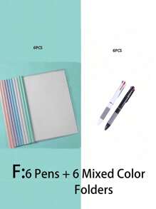 SHEIN 3 Black, 3 White + Beige Ballpoint Pen Pencil Case