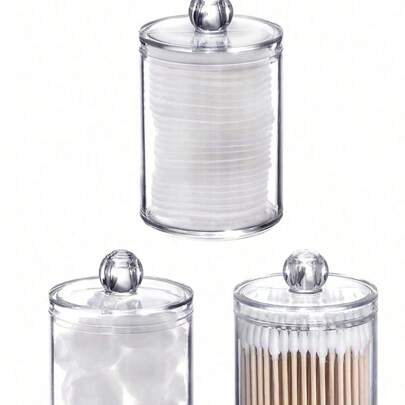Dispenser Holder, 10oz Transparent Plastic Jar Set For Bathroom Storage & Organizing, Vanity Makeup Organizer Box Home Bathroom Decor Bathroom Organizer Fall Decor Makeup Organizer Back To School