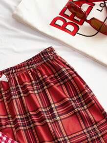 Lowkey Lull 3件套格子女士睡裤套装 - 紅色 - 查看 4