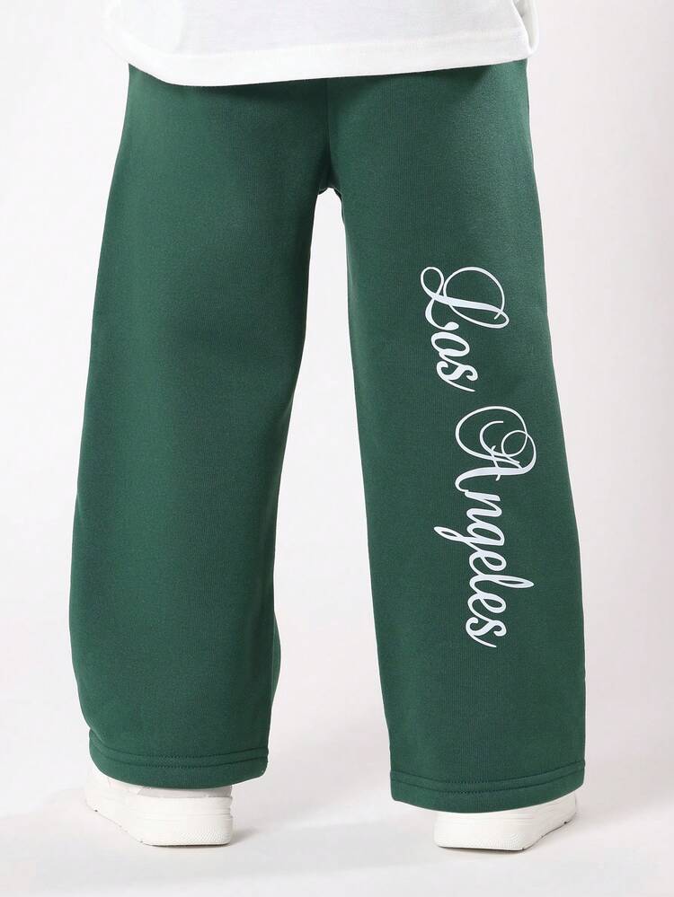 Calça de moletom de perna larga com design de logotipo escrito