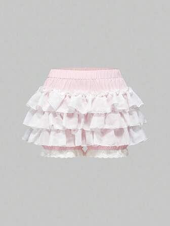 Kawaii Short à volants superposés pour femmes grandes tailles, été