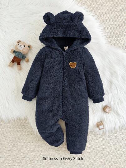 Cozy Pixies Baby Boy Cartoon Rabbit Ear Hooded Thick Jumpsuit Pants Fall Winter