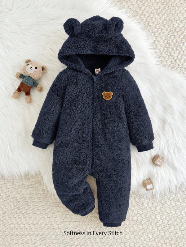 Cozy Pixies Baby Boy Cartoon Rabbit Ear Hooded Thick Jumpsuit Pants Fall Winter