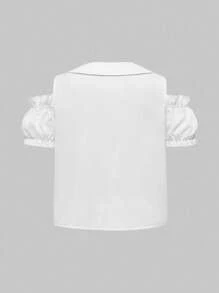 ROMWE EDITION Hime Gyaru Cute Sweet Off-Shoulder Plus Size Blouse - White - View 2