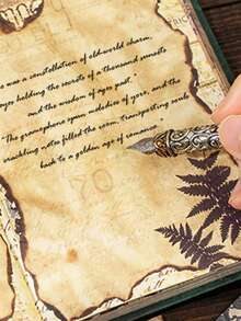 SHEIN 1本剪贴簿，共192页，遥远的歌声系列，复古棕色可写烫印材料书，剪贴簿用品笔记本配件，装饰笔记本垃圾杂志DIY个性化拼贴书 - 彩色 - 查看 5