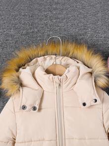 Emery Rose Kids Emery Rose Kids 女童纯色连帽人造毛皮饰边口袋羽绒服 女童带帽冬装 女童保暖内衬冬装 女童带毛皮帽冬装外套 儿童保暖冬装 女童冬季派克大衣 女童连帽羽绒服 女童秋季冬装 - 卡其色 - 查看 5