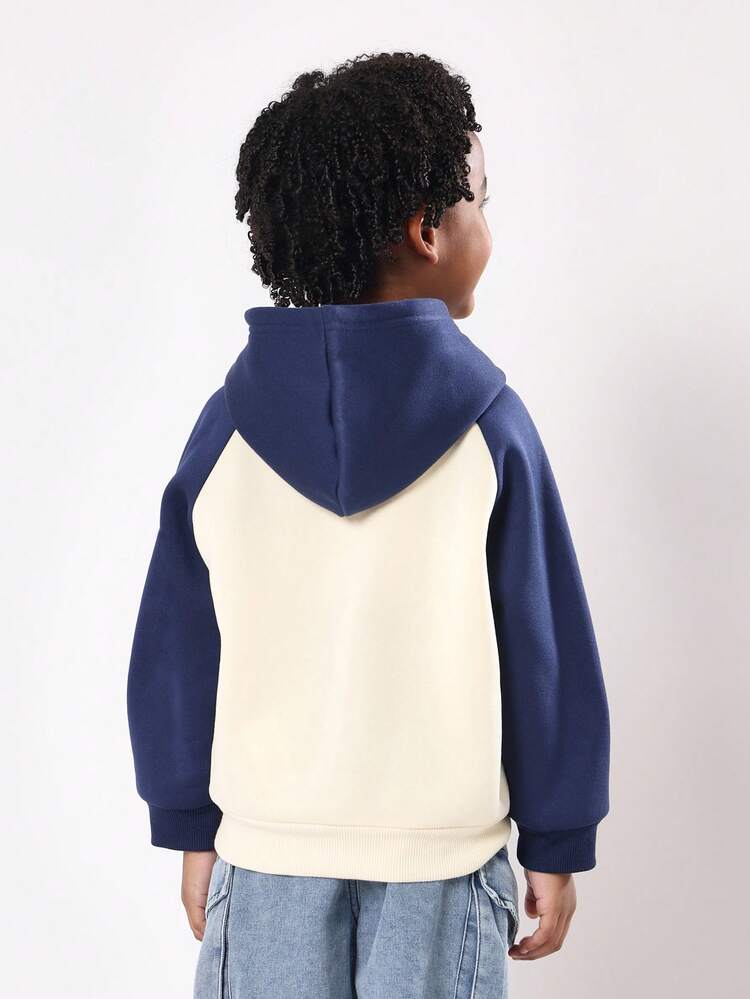 Two Tone Raglan Sleeve Hoodie With Brand Logo
