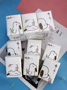 SHEIN 1包/9包白色餐巾纸手帕纸迷你小包纸巾便携可爱洗脸巾手帕纸学生小口袋纸巾 - 棕色 - 查看 4