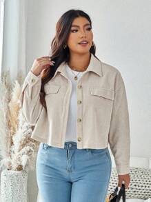 SHEIN LUNE Plus Size Fall Clothes Women Solid Color Minimalist Casual Long Sleeve Jacket Fall Jackets&Fall Women Clothes Winter Clothes Autumn
