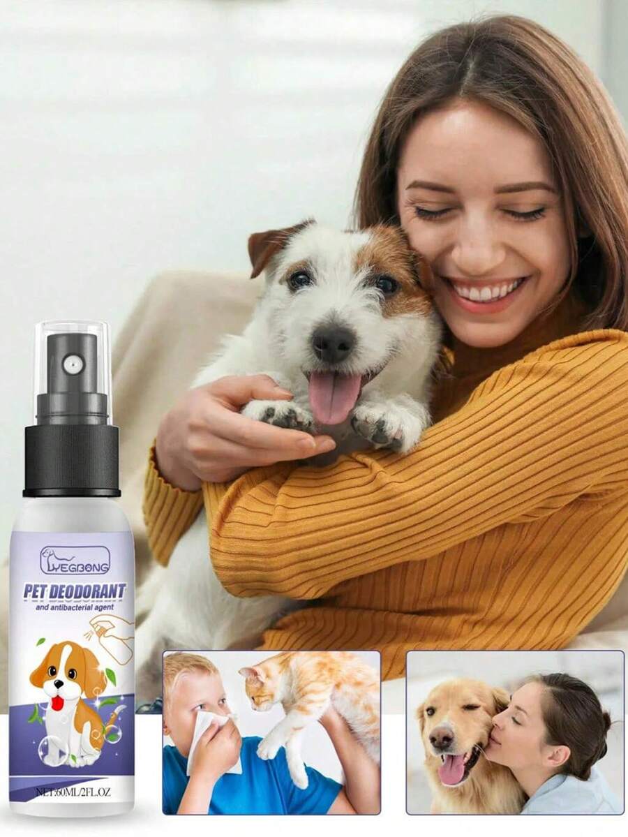 SHEIN 1 Stück 3 Stück Haustier Deodorant Spray zum Entfernen von Gerüchen, für Hunde und Katzen zum Entfernen von Urin-, Körper- und Fäkaliengeruch, reinigt die Luft